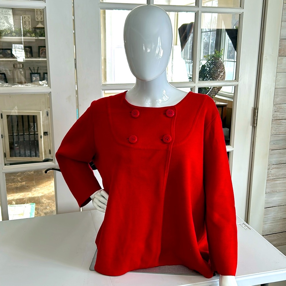 Dressbarn Woman Red Double Breasted Sweater Size 14/16